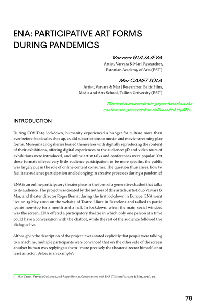 Thumbnail for ENA Participate Art Forms During Pandemics