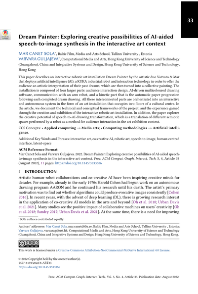 Thumbnail for Dream Painter: Exploring creative possibilities of AI‑aided speech‑to‑image synthesis in the interactive art context