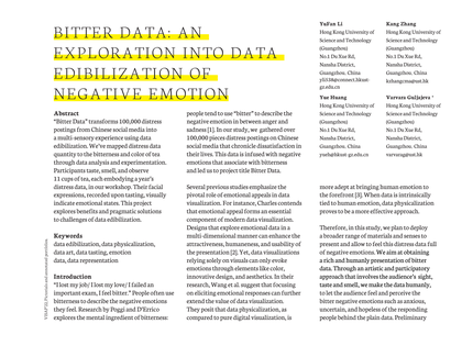 Thumbnail for Bitter Data: An Exploration into Data Edibilization of Negative Emotion