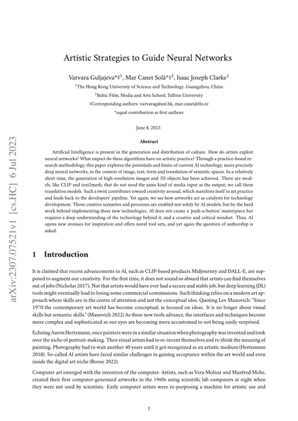 Thumbnail for Artistic Strategies to Guide Neural Networks