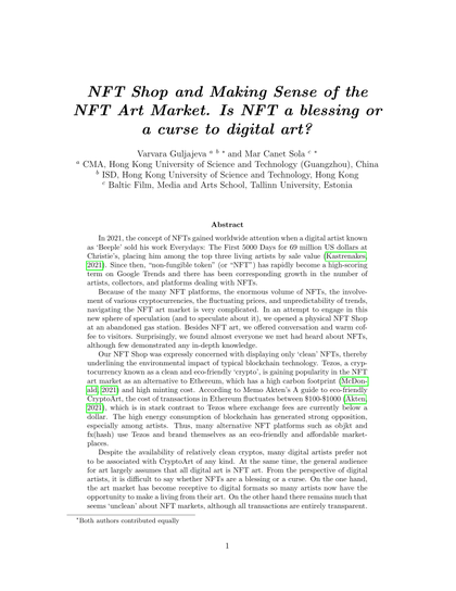 Thumbnail for NFT Shop and Making Sense of the NFT Art Market. Is NFT a blessing or a curse to digital art?