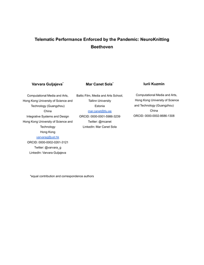 Thumbnail for Telematic performance enforced by the pandemic: NeuroKnitting Beethoven