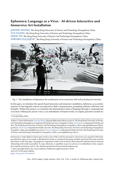 Thumbnail for Ephemera: Language as a Virus – AI-driven Interactive and Immersive Art Installation