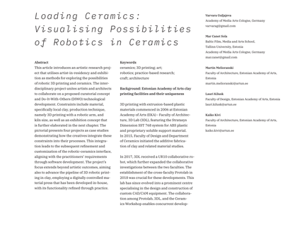 Thumbnail for Loading Ceramics: Visualising Possibilities of Robotics in Ceramics