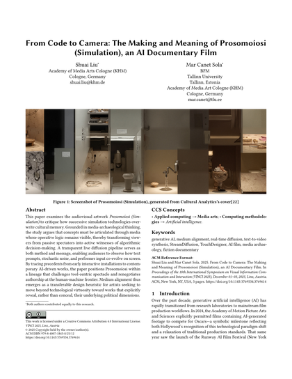 Thumbnail for From Code to Camera: The Making and Meaning of Prosomoíosi (Simulation), an AI Documentary Film