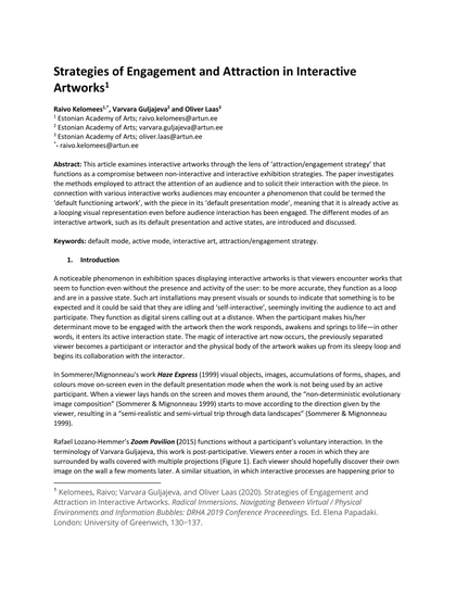 Thumbnail for Strategies of Engagement and Attraction in Interactive Artworks